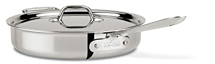 All-Clad 4403 Stainless Steel Sauté Pan with Lid 26.7 cm, 2.8 L, Stainless Steel, Suitable for Induction Cookers