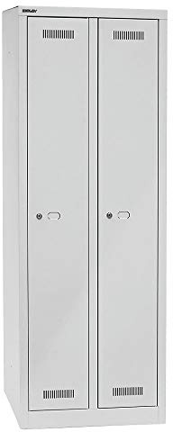 BISLEY MonoBloc Garderobenschrank, 2 Abteile, je 1 Fach, Metall, 645 Lichtgrau, 50 x 61 x 170 cm