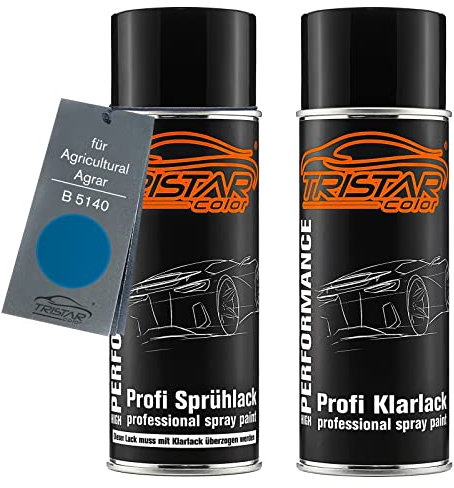 TRISTARcolor Autolack Spraydosen Set für Agricultural/Agrar B 5140 Moto Standard Blue Vif Basislack Klarlack Sprühdose 400ml