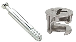 Flyshop Furniture Cabinet Connector #261 (15 x 12mm) Cam Lock Fittings with Self-tapping Thread 45mm Length Dowel 10 Sets