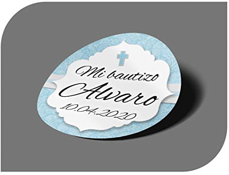 CrisPhy personalisierbare Aufkleber zur Kommunion oder Taufe mit Namen und Datum, Aufkleber für Einladungen zur Hochzeit, Verlobung, Geburtstag, Party, Vintage, Stempel