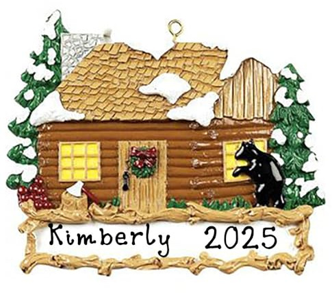 Personalized Log Cabin Christmas Tree Ornament | Custom Writing Christmas Log Cabin Gifts | Personalized Ornaments 2025 | Free Customization