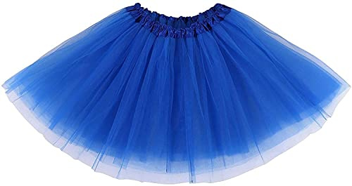 Ruiuzioong Gonna a tutù per donne adolescenti, classica elasticizzata, a 4 strati in tulle, gonna a tutù per travestimenti, ballo e feste, Blu, Taglia unica