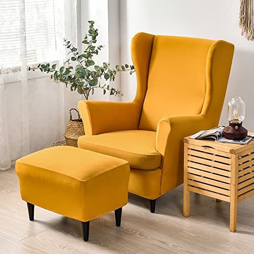 CHNSHOME Sesselhusse Ohrensessel 2 Stück Sesselbezug Sessel-Überwürfe Ohrensessel Stretch Sesselüberzugs Ohrensessel Überzug Khaki