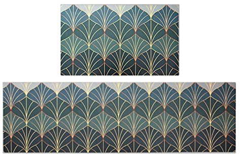 LIYGHFRTIO Küchen-lederbodenmatten Rennrutschfeste, ölbeständige Und Schmutzbeständige Haushalt-wischfreie Lange Streifen-küchenkabinett-matten-Set Von Zwei(Size:45x75cm+45x150cm,Color:Goldene Jahre)
