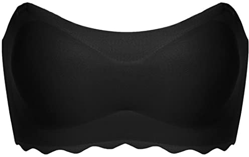 ZESLIV Dam bandeau BH utan bygel vadderad kupa svart sömlös bandeau-bh axelbandslös helkupa BH, svart, 3XL