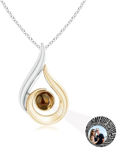 Auinniuz Sterling Silber Individuelle Projektions Foto Halskette – Personalisierte Bild Halskette – Erinnerungs Schmuck mit Foto