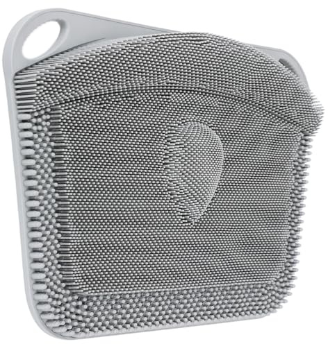 FREATECH Large Shower Foot Scrubber Mat, Silicone Foot Cleaner Brush to Clean, Exfoliate and Massage Feet Without Bending Over, Improve Foot Appearance and Overall Health, Grey - 17.3 x 13
