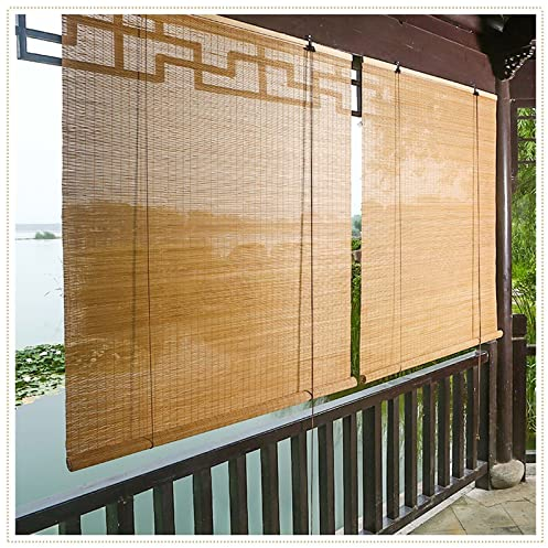 Bambusrollo,Rollo Bambus Für Innen Außenbereich,Hebe Sonnenschutz Bambus Vorhang,Dekorative Raffrollos Im Retro-look,60% Lichtfilterung Rollläden,45-150cm Breit Jalousien,W×H-110x200cm/43x78.5in