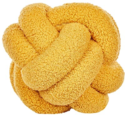 Beliani Dekoratives Boucle-Knoten-Kissen Gelb 19 x 19 cm Malni