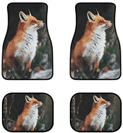 4-Teilig Automatten Roter Fuchs Pkw-Fußraummatten rutschfest Autoteppich Matten Allwetter Fussmatten Set Universal Für Limousine Kombi Premium Kombi