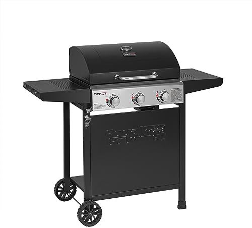 Royal Gourmet Barbecue Gaz sur Chariot, 3 Brûleurs BBQ Gaz avec Capot, Puissance 9kW Propane, 2 Grilles en Émaillée, 2 Table Latérales, Thermomètre Intégré, Adapté pour Jardin et Camping