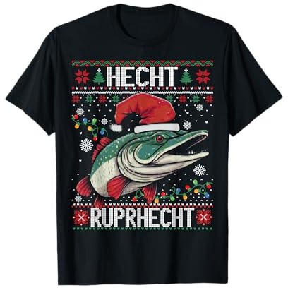 Männer Ugly Christmas - Hecht Angler Geschenke Hecht Ruprhecht Knecht Ruprecht Ugly Christmas Sweater T-Shirt