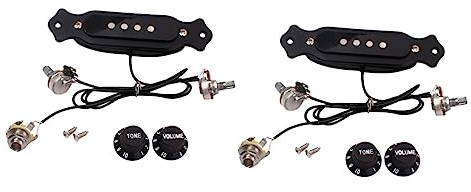 ibasenice 2 Stück Schallloch-tonabnehmer Aus Metall Für 4-saitige Boxgitarre 4-poliger Gitarren-tonabnehmer Ersatzmagnet Mit Hoher Permeabilität Schwarz Gmb329
