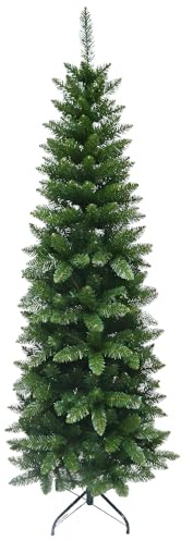 Maury's Albero di Natale Artificiale Extra Slim Sintetico Verde 120 cm con 185 Rami Folto Effetto Realistico Decorazione Natalizia Rami a Gancio