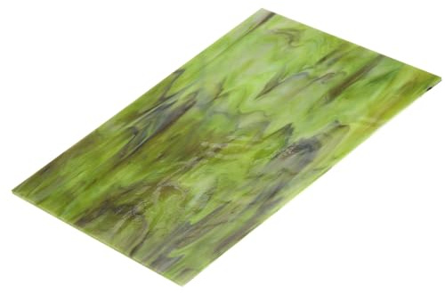 sourcing map Buntglasplatte Mosaikfliese 7,9 Zoll x 5,9 Zoll Armee Grün Buntglasplatten für Bastelarbeiten DIY Kunstprojekt