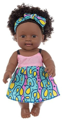 URFEDA Reborn Puppe Schwarze Puppe mit Haaren 12 Zoll Afrikanische Puppe für Kinder Lebensechte Weich Realistisches Silikon Baby Puppe Neugeborenes Puppen Mädchen Schwarze Haut Babypuppen Spielzeug
