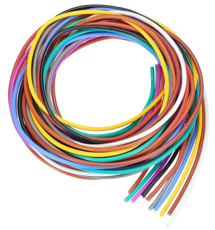 QUARKZMAN Cable de Conexión de PVC Calibre 16 de 1,5 m/5 Pies Alambre Eléctrico Flexible de 16 AWG Carrete de Alambre de Cobre Estañado 10 Colores 0,3 cm de Diámetro