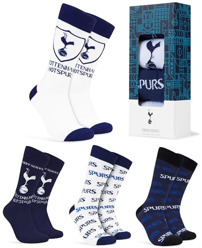 Tottenham Hotspur F.C. Socks for Men, 4 Pack Breathable Socks Supporters' Gear - Spurs Gifts for Men