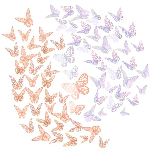 Lot de 72 stickers muraux 3D en forme de papillon - Décoration murale pour appartement, chambre