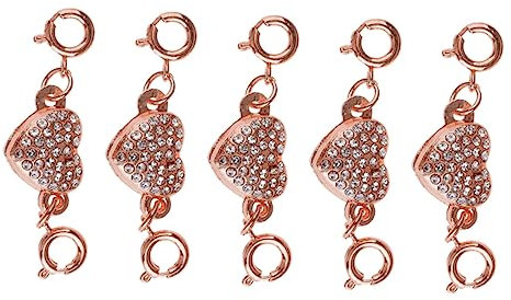 PHENOFICE 5 Stück Diy Halskette Schnalle Herzförmige Bohrverbindung Magnet Halskette Verschluss Hefte Für Schmuck Selbermachen