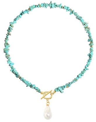 Aobei Pearl 18K Gold 3D Puffy Micro-gepflasterte Cubic Zirkonia Anhänger Halskette für Frauen mit OT Toggle Front Verschluss