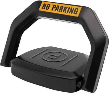 Parkplatzsperre Elektrisch Mit 180° Pufferschutz und Fernbedienung, Intelligentes Alarmsystem Parkpfosten Tragbar Auto Parken Schloss Fernbedienung ≥15m, Absperrpfosten Klappbar ‎Schwarz