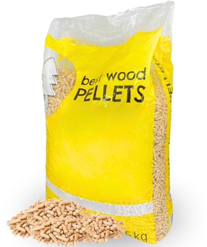 acquaverde | Pellet Bianco di Abete Premium ad Alto Potetere Calorifero, Certificato EN Plus A1 per Riscaldamento, Stufe, Camini e Forni (1 Sacco, 15 kg)
