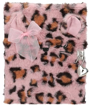Depesche 13357 TOPModel Cosy Cat - Tagebuch mit Schloss, Journal mit Leo-Fell in Rosa-Braun, 96 linierte und illustrierte Seiten für Eintragungen