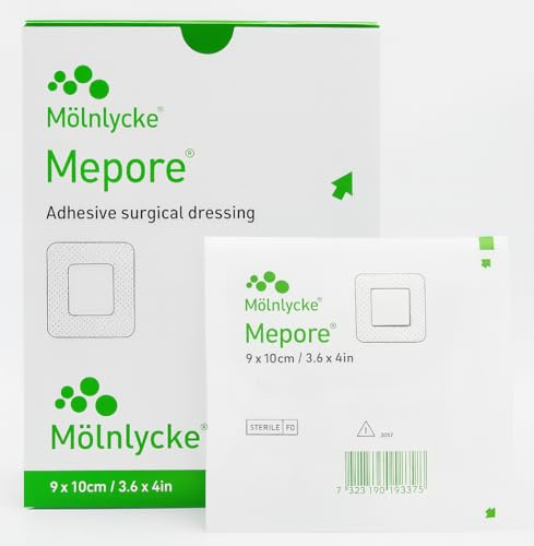 Mepore Adhesive Wound Dressing 9cm x 10cm - Box of 50 | Gentle and Secure Wound Protection | Low-Adherent, Breathable, and Conformable First Aid Dressing