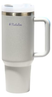 Natulim Vaso Térmico 1 L - Termo de Acero Inoxidable para Café, Té y Bebidas Frías - Ideal para Oficina, Deporte y Viajes - Aislamiento Térmico, Zero Waste - Regalos Originales (Gris)