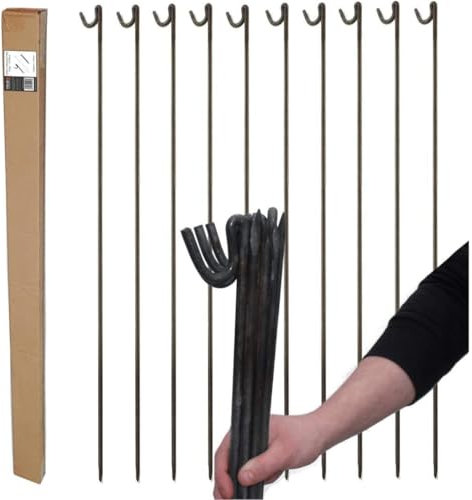 Smith & Barker Steel Metal Barrier Fencing Fence Pins 1150mm x 8mm Non Galvanised Fence Pins (Non-Galvanized, 20, pcs)