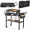 Outdoor Grill Dining Cart, Folding Stainless Steel Pizza Oven Stand Movable
