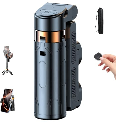 Magic John selfie stick portatile, mini treppiede Pocketflex, rotazione flessibile a 360°, telecomando rimovibile, per vlog, fotografia paesaggistica, capacità di carico massima 2 kg (nero)