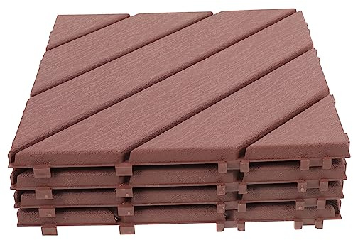 OSALADI 4pezzi Piastrelle Autobloccanti Per Terrazze Pavimento Autobloccante in Plastica Resistente Adatto Per Balconi Giardini e Cortili Esterni