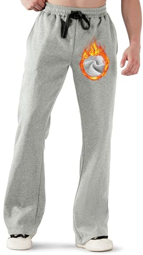 ineepor Pantalon Jogging Homme Pantalons de Sport Homme Semi-évasé Survetement Hiver Chaud Doux Doublé Polaire Coton Large Ample Baggy Décontracté Taille Elastique Casual Pants avec Poches XS-5XL