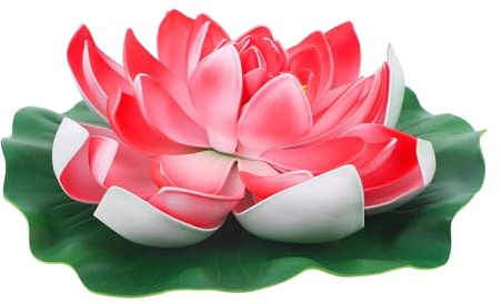 HKYBCF 1Pc Rot Simulation Lotus Blume Künstliche Seerose Schwimmenden Teich Decor 28cm Eva Material
