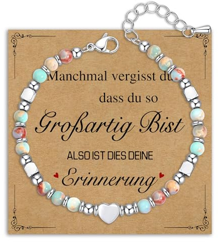 Damen Armband Perlenarmband Silber Edelstahl, Natürlichen Heilsteine Armbänder Edelstein Geschenke für Frauen Mädchen Armbander Geburtstagsgeschenk Schmuck