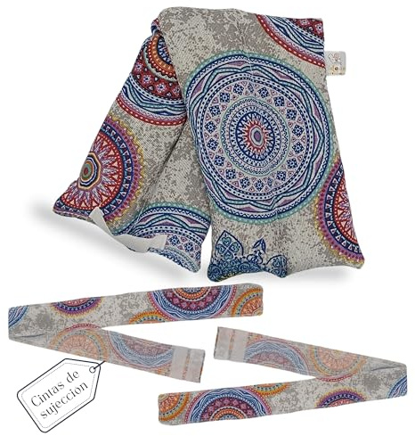 Saco Semillas Microondas-Cojin Térmico Ajustable al Cuerpo-100% Algodón con trigo y Lavanda-Bolsa para Alivio Natural de Dolores Musculares,Menstrual y Lumbago. (Mandala Azul)