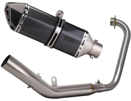 Motorrad-Auspuff Universal Slip on Für Zontes ZT125 ZT 125 U1 G1 Z1 Z2 2021-2025 Volle System Verteiler Verbinden Hexagonal Schalldämpfer Mit DB Killer Motorrad-Auspuff Slip On(B Fake Carbon)