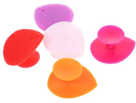 CIYODO 5 Stück Teiliges Silikon Herzform Massagebürsten Doppelseitig für Sanfte Gesichts Kopfhautreinigung Handliche Badebürsten Hautfreundlich Praktisch und Hygienisch