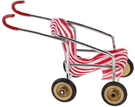 KONTONTY Poussette Modèle Bébé Poussette pour Poupée Maison De Poupée Chariot Simulation Enfants Bébé Trucs Mini Maison Meubles Enfants