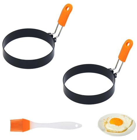 2 Stk Spiegeleiform,Pancake Form,Spiegeleierformen Für Die Pfanne,Spiegeleier Form,Eierform Spiegelei,Eierformer,Stainless Steel Egg Ring Moulds für Eierpfanne Spiegeleipfanne Pancake Pfanne (Orange)