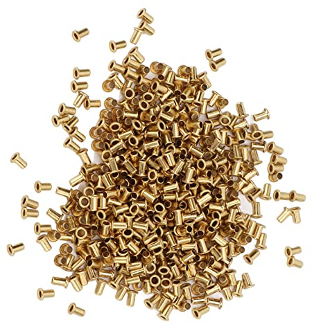 Haofy Rivetti in Ottone Cavo per Pelle, Metallo e Plastica - Kit di Rivetti Air Eye da 500 Pezzi per la Creazione di Gioielli Fai da Te e Artigianato Domestico (1,7x3,5x2,8 mm)