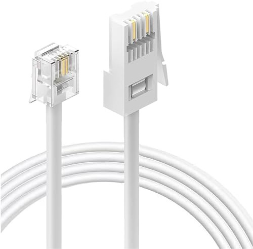 HAWAKA BT to RJ11 Telephone Cable - UK BT Plug to RJ11 6P2C Connector Cable for Telephones, Modems & Fax Machines - Telecom Connection Cable (6P2C-WH-5M-1PC)