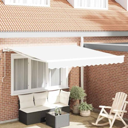 Infällbar markis vit 300 x 250 cm, tyg och stål, manuell och fjärrkontroll, för trädgård, terrass, UV-skydd, väderbeständig, fri luft