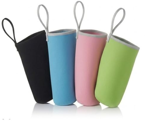TSUOUKL Pack de 4 Fundas Térmicas de Neopreno (360ml), Negro/Azul/Rosa/Verde, Cubierta Aislante para Botellas de Vidrio y Acero, Protección Anticaída para Bebidas Frías y Calientes