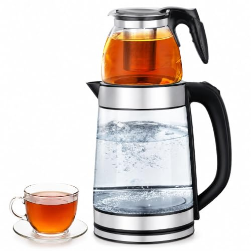 Macchina for Te Turco Elettrica 3L Bollitore Samovar in Vetro 2 Livelli