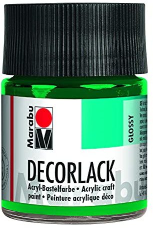 Marabu 11300005067 - Decorlack Acryl Saftgrün 067, 50 ml, hochglänzender Acryllack auf Wasserbasis, wetterfest, speichelfest, zum Malen, Schablonieren und für Serviettentechnik