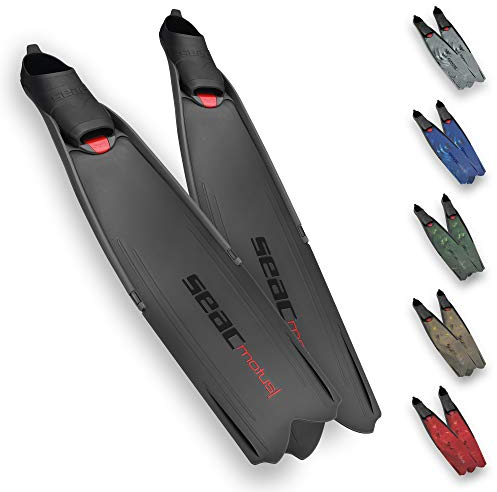 SEAC Motus Langen Flossen Fußteil, Ideal für Tauchen und Apnöetauchen, schwarz, 43/44